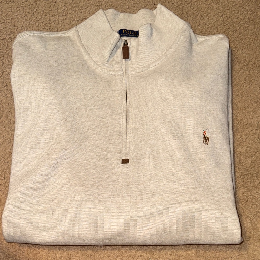 Polo by Ralph Lauren Men's Light Gray Zip-Up Sweater